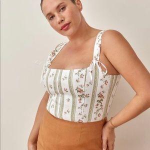 NWT Reformation Minton Linen Top in Heath